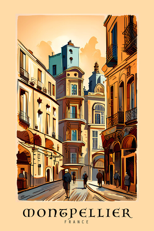 Poster MONTPELLIER /France: Montpellier's Lively Streets