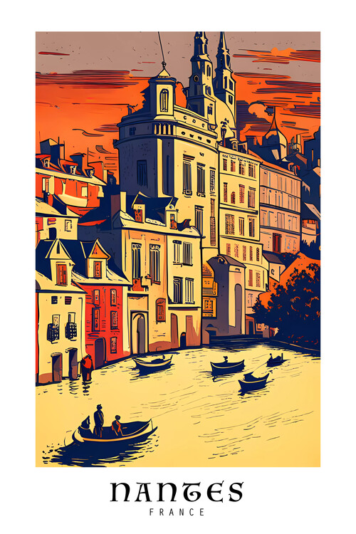 Poster NANTES /France: Nantes' Architectural Splendors