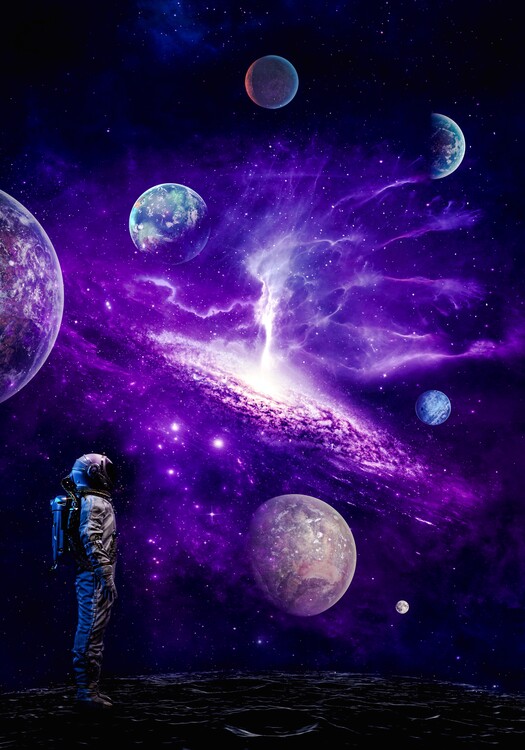 Plagát Nasa Astronaut in purple solar system