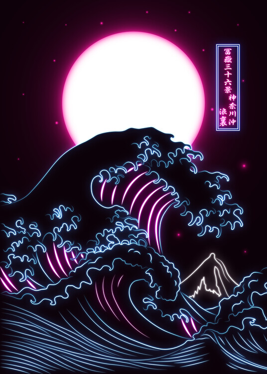 Αφίσα Great Wave off Kanagawa - Neon Edition