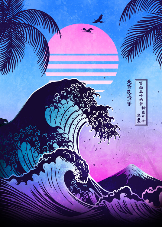 Αφίσα Great Wave off Kanagawa - Retro Wave Edition