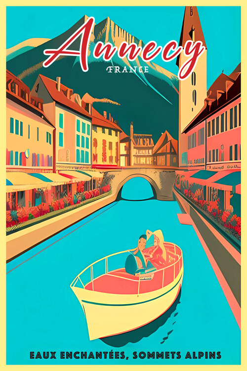Poster ANNECY | France : Enchanted waters, Alpine Peaks : Vintage