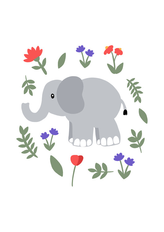 Poster Floral elephant