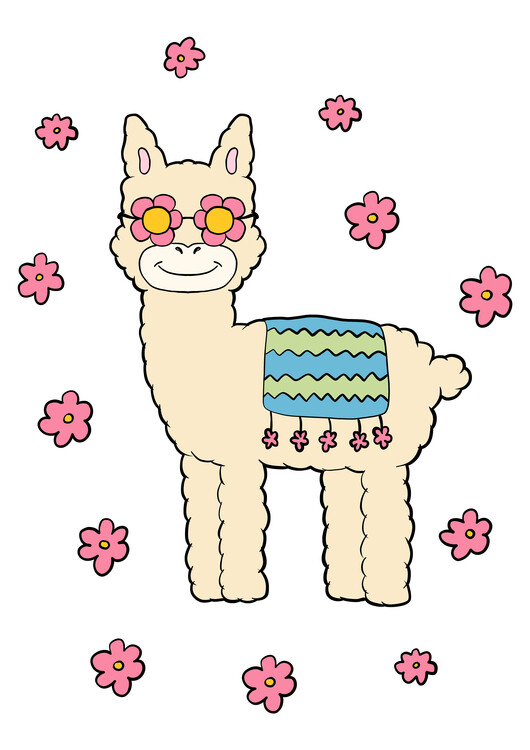 Poster Flower Power Alpaca