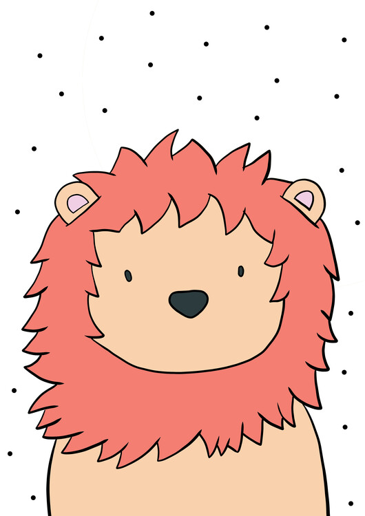 Poster Lion and dots