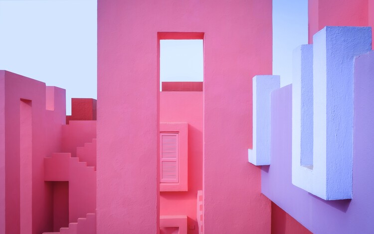 Canvas Print Rubine red, pink, sky blue and purple.