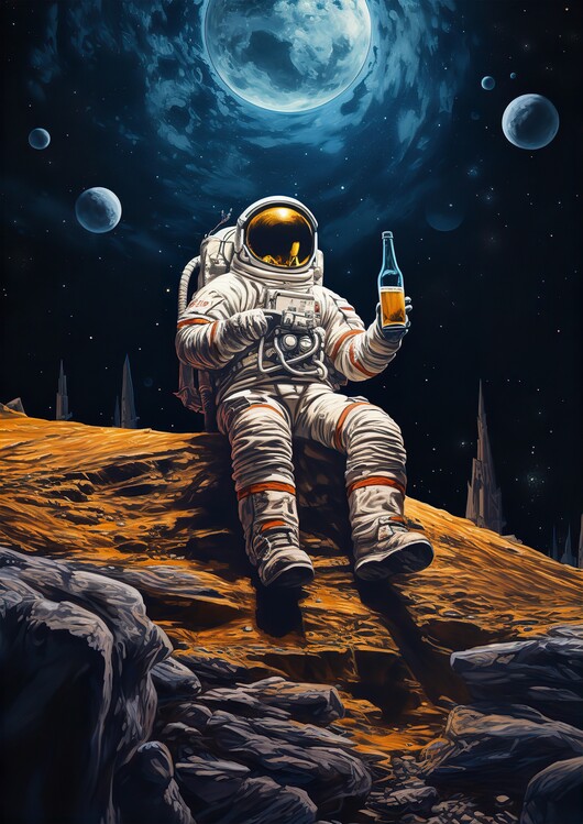 Плакат Astronaut with Beer