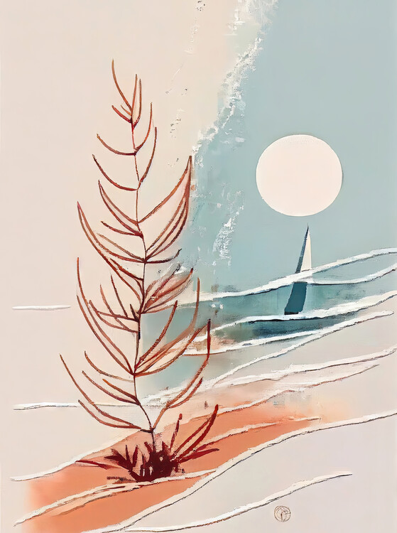 Poster Boho Beach minimalist floral coastal wall art painting