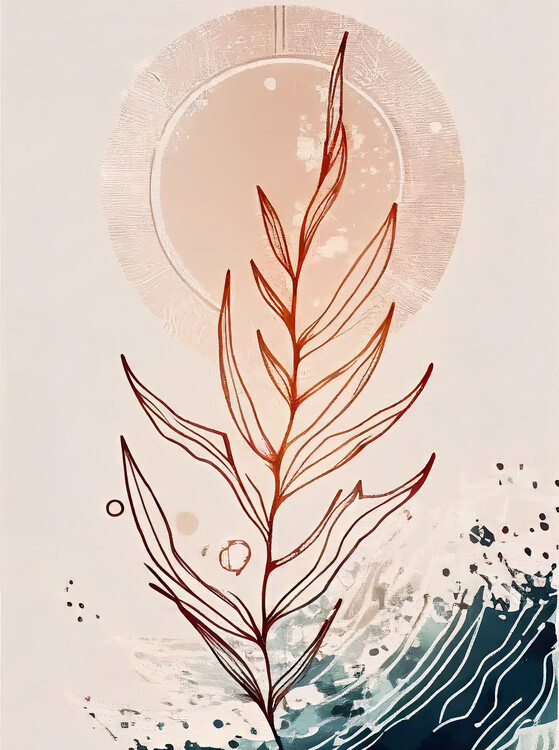 Poster Boho Beach minimalist floral coastal wall art painting