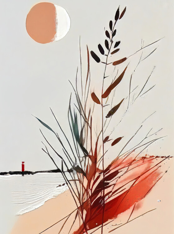 Poster Boho Beach minimalist floral coastal wall art painting