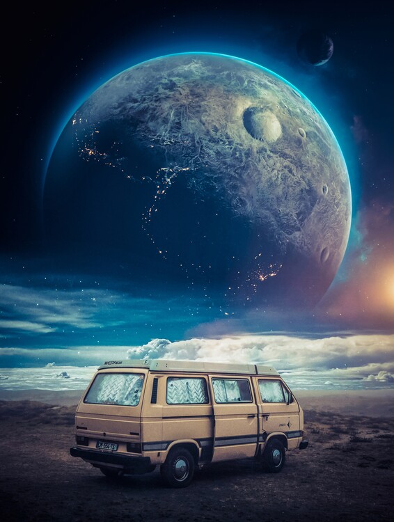 Plagát Van of adventurer seen on planet