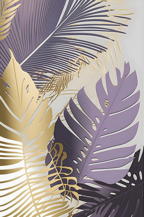 Poster Palm Gold and lilac