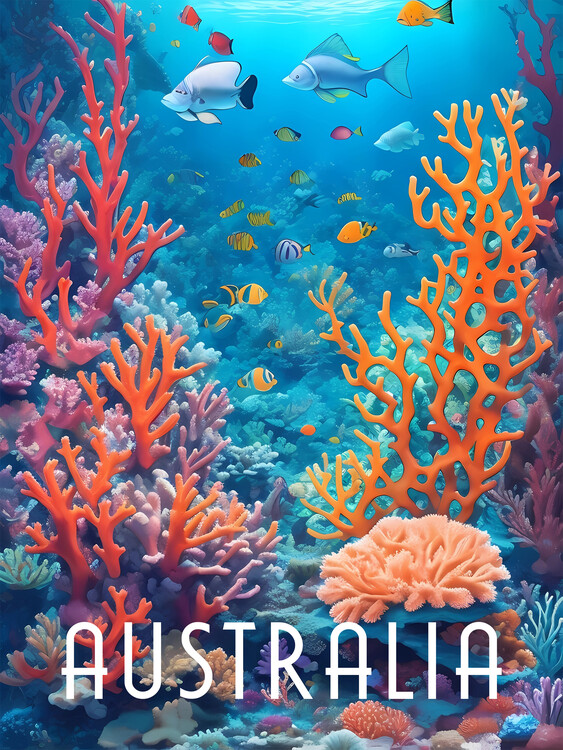 Plakát Great Barrier Reef Australia Travel Poster