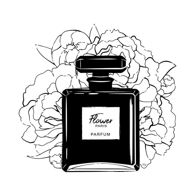 Plakat Black Flower Perfume Bottle