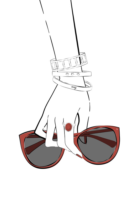 Póster Holding Sunglasses