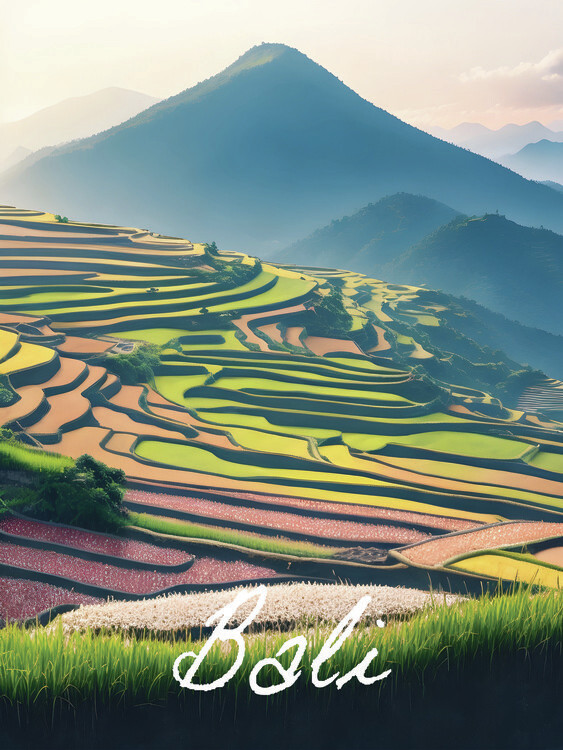Plakát Bali Rice Terraces Travel Poster