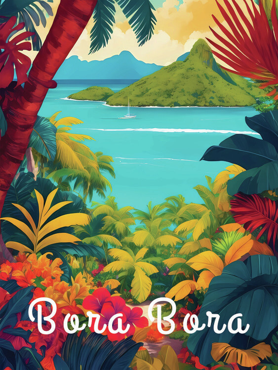 Plakát Bora Bora French Polynesia Travel Poster