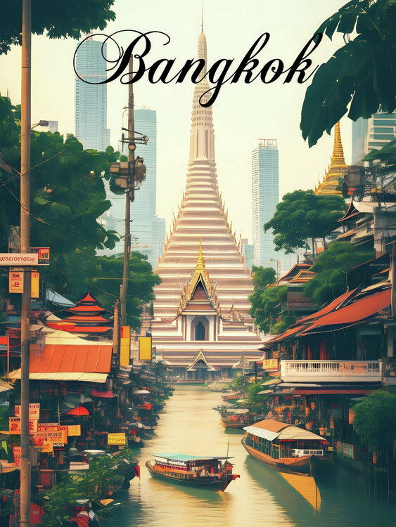 Plakát Bangkok Thailand Travel Poster