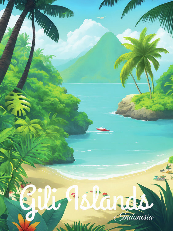 Plakát Gili Islands Indonesia Travel Poster