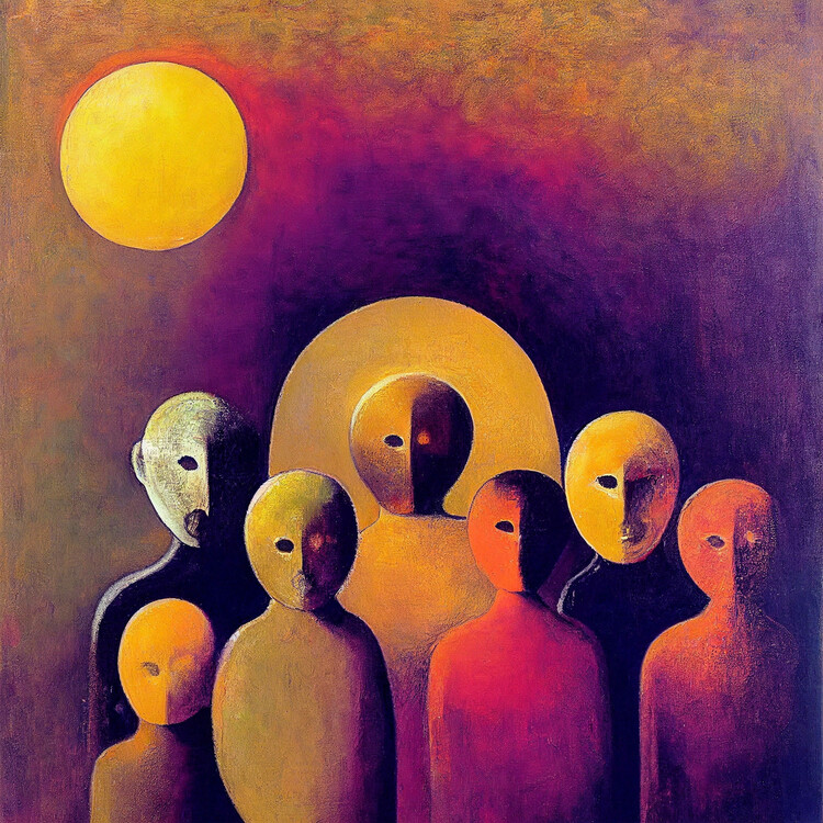 Poster Abstract Figurative crowd, surrealism painting, art prints