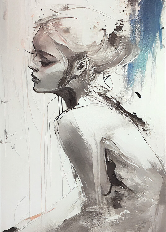 Poster Abstract woman painting, modern romanticism, wall art prints
