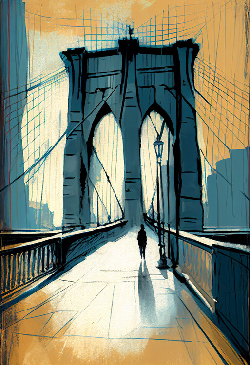 Poster Abstract sketch Brooklyn bridge painting, wall art & posters