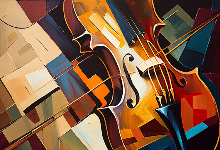 Poster Abstract Violin Painting, music canvas, wall Art prints