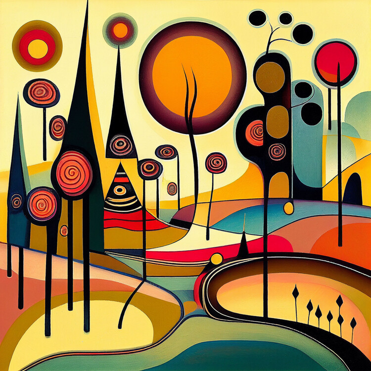 Poster Abstract minimalist biomorphic landscape, wall art & posters