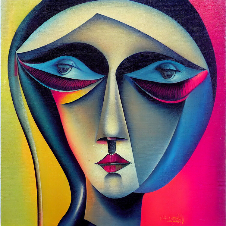 Poster Abstract surrealism graffiti, woman face, wall art & posters
