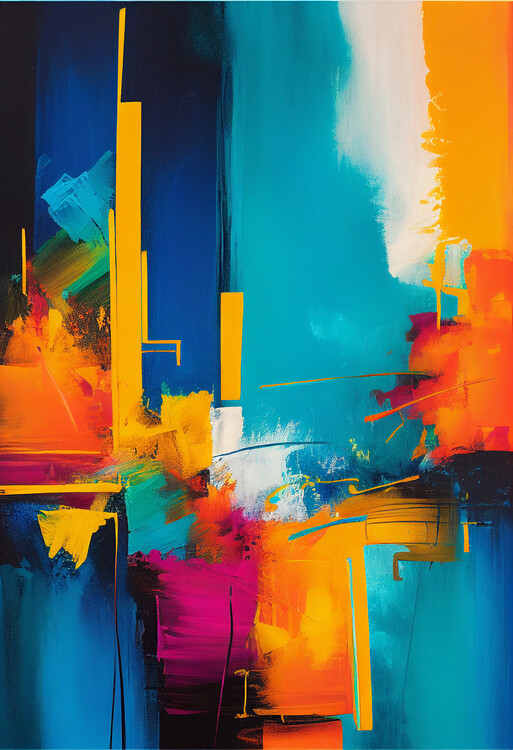 Poster Composition in Abstract Art, vibrant colors, wall art prints