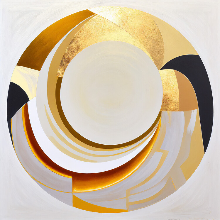 Poster Abstract painting, large circle, golden effect, art prints