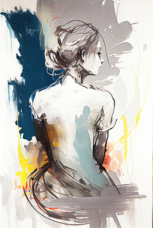 Poster Abstract Beautiful Girl back paintings, canvas prints