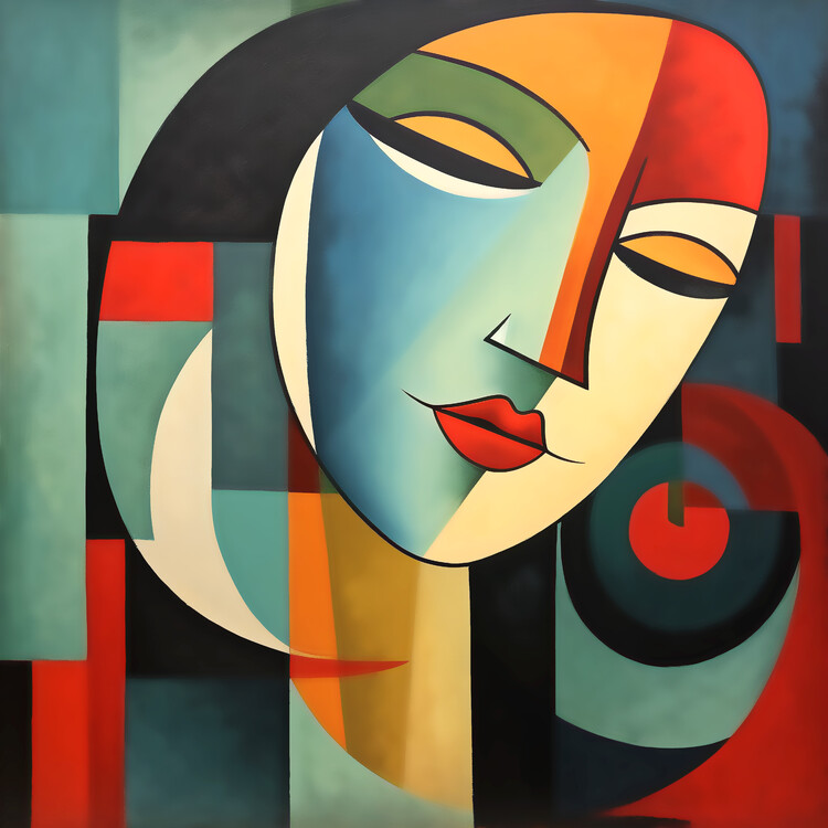 Poster Abstract woman's face colors, wall art, posters prints