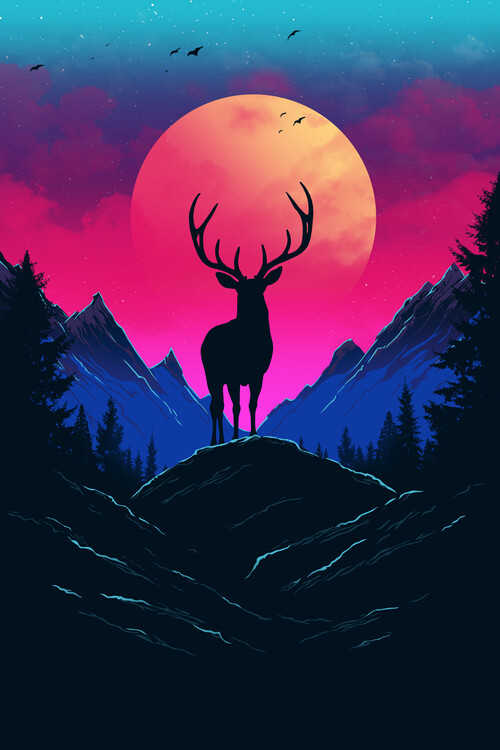 Poster Retro deer
