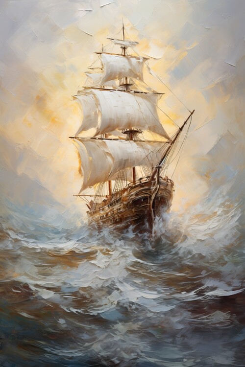 Canvas Print Ship at sea painting style