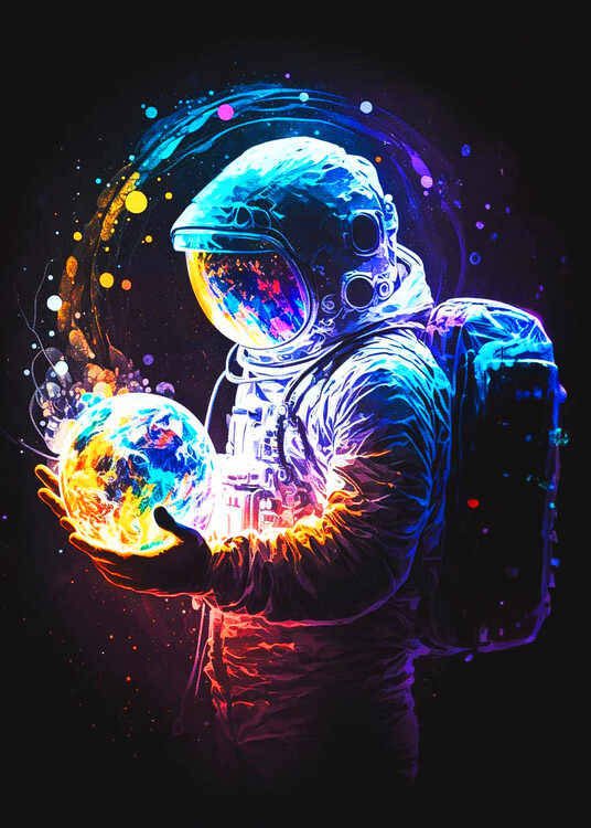 Плакат Planets In Hands Of Astronaut