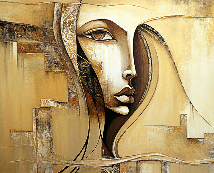 Poster Abstract Female Face in Figurative art, wall art prints
