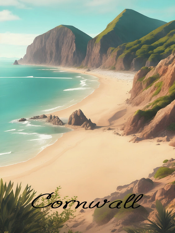 Plakát Cornwall England Travel Poster