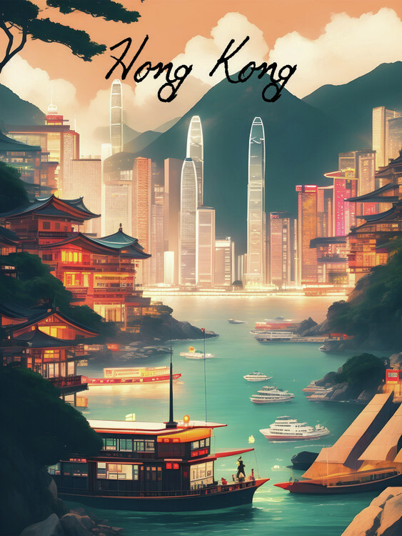 Plakát Hong Kong Travel Poster