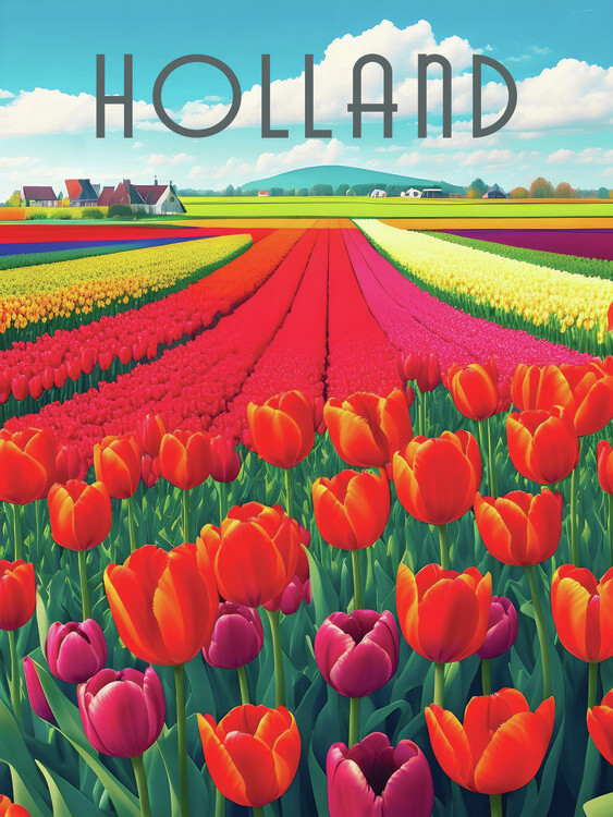 Poster Holland Tulip Fields Travel Print