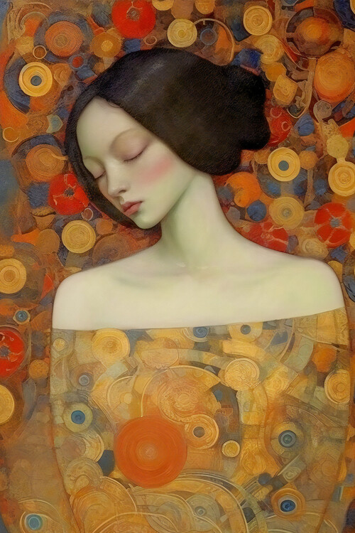 Poster Emel Tunaboylu - Sleeping Beauty with golden Texture
