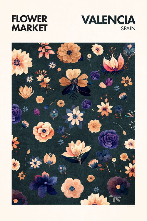 Плакат Emel Tunaboylu - Flower Market Valencia