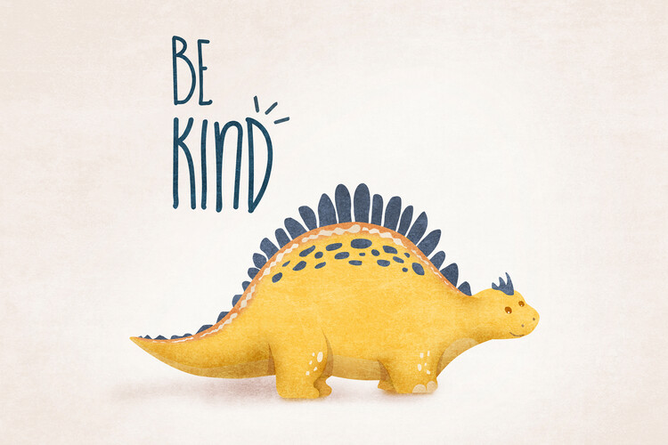 Schilderij op canvas Emel Tunaboylu - Dino - Be Kind