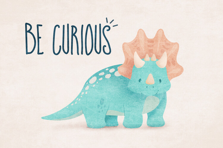 Schilderij op canvas Emel Tunaboylu - Dino - Be curious
