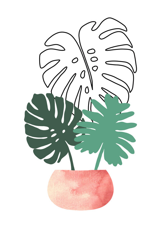Poster Tropical watercolor retro bouquet