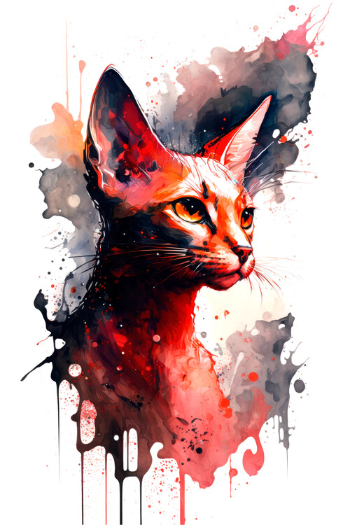 Плакат Watercolor cosmic cat