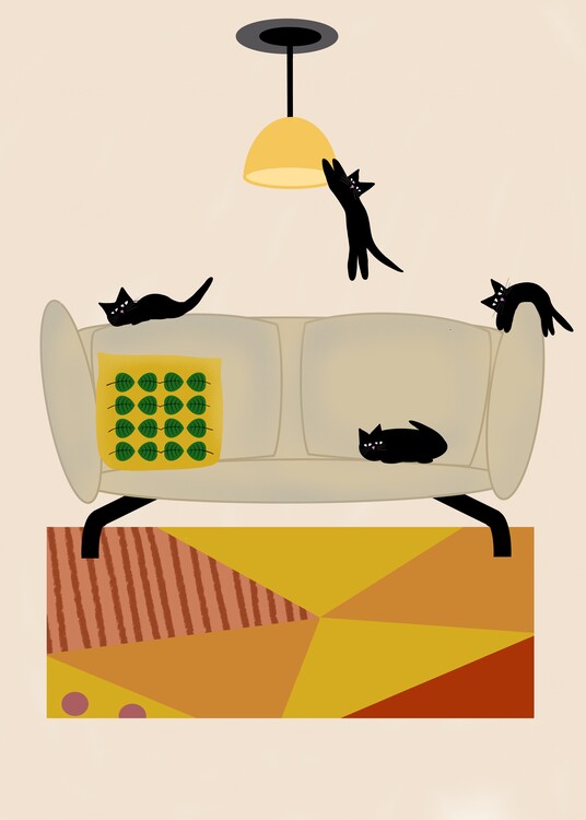 Plakat Crazy Cat Poster in Living Room Modern Wall Art