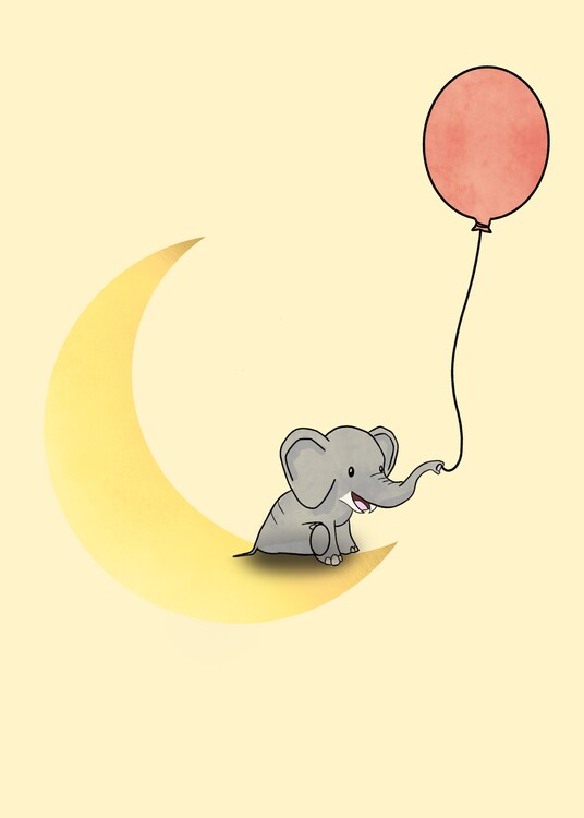 Poster Elephant Ballon Wall Art Poster Children Room