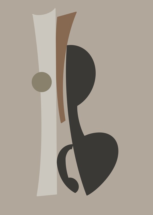Plakát Modern Art Balancing Shapes Black Beige Brown Wall Art