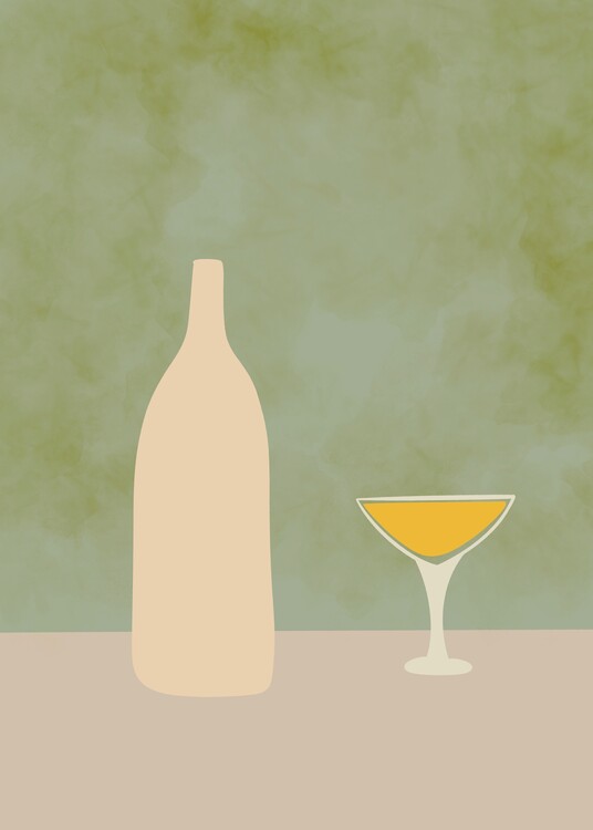 Plakát Champange Glass and Bottle Modern Wall Art Poster